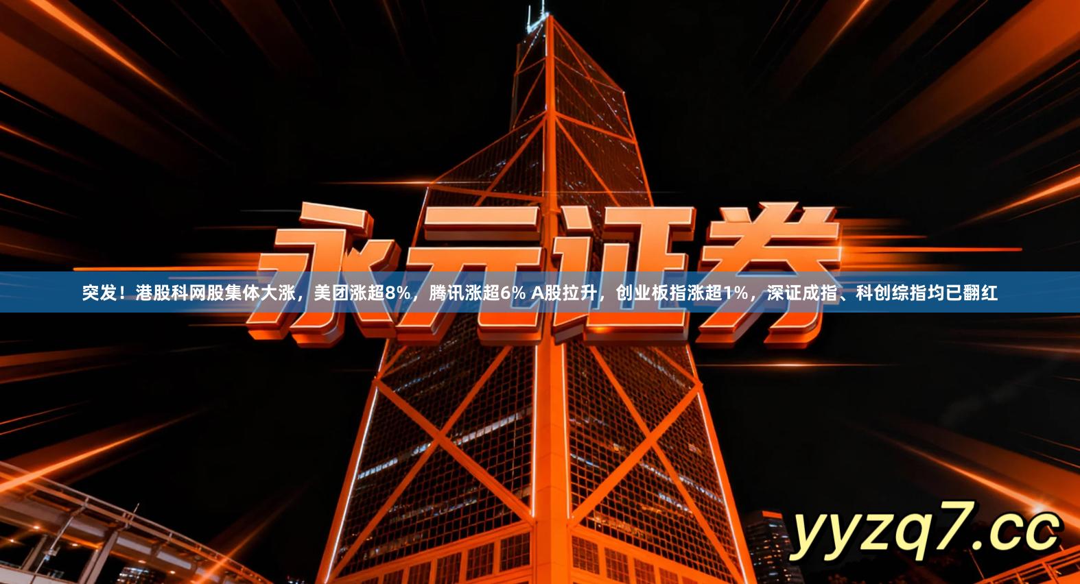 突发！港股科网股集体大涨，美团涨超8%，腾讯涨超6% A股拉升，创业板指涨超1%，深证成指、科创综指均已翻红